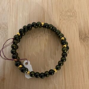 Hand Crafted Green and Gold Beaded Wrap Bracelet